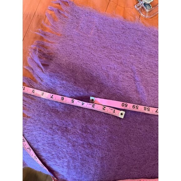 Vintage Glentana Purple Mohair Wool Scarf With Fringe - Picture 8 of 8